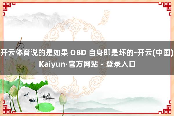 开云体育说的是如果 OBD 自身即是坏的-开云(中国)Kaiyun·官方网站 - 登录入口